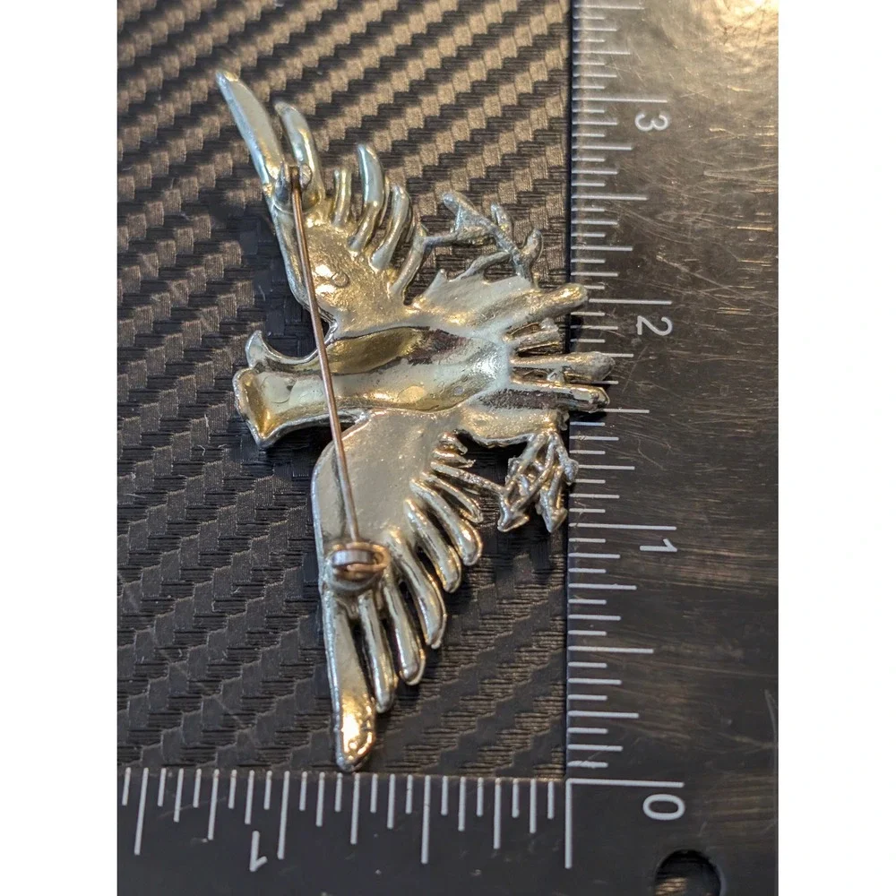 Vintage Unbranded Eagle Brooch Unisex OS Gold Excellent Heraldic Red Eye Pin